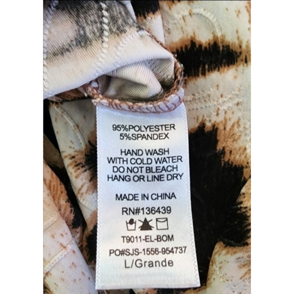 Amana Leopard Animal Print Embroidered Tie-Sleeve Tunic Top Women's L - Picture 9 of 11